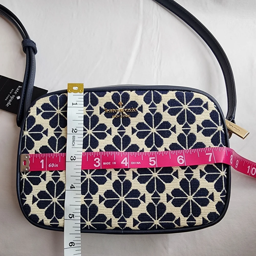Kate Spade Crossbody Signature Purse Mini Camera Bag Navy Blue Spade Flower NEW